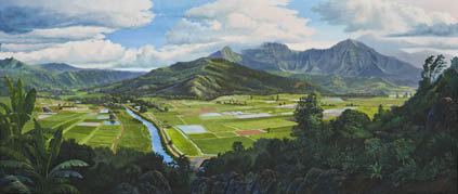 Hanalei Valley painting by Michael R. Nelson